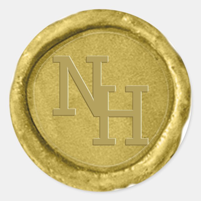 Modern Gold Wax Seal Monogram Initials Sticker (Front)