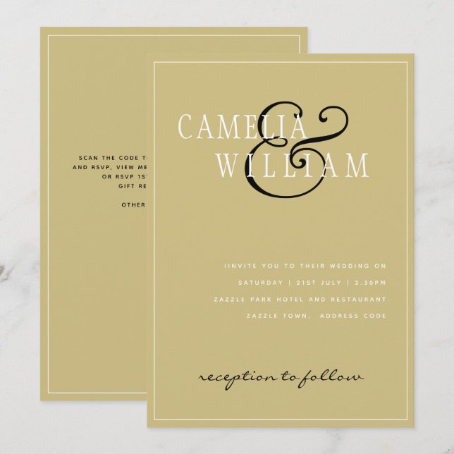 Modern Gold Wedding Invitation (Front/Back)