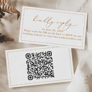 Modern Gold Wedding QR code RSVP Enclosure Card
