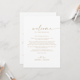 Modern Gold Wedding Welcome Letter & Itinerary