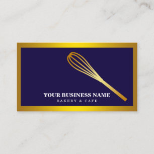 Modern Gold Whisk Bakery Business Card