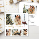 Modern Gold White 4 Photo Collage Christmas Holiday Card<br><div class="desc">Elegant White and Gold 4 Photo Collage 'Merry Christmas' Script Holiday Card. This minimalist holiday card design combines elegance and charm with a whimsical four-photo collage on the front. The 'Merry Christmas' greeting is beautifully hand-lettered in gold colour calligraphy, set against a crisp white background. The reverse side features a...</div>