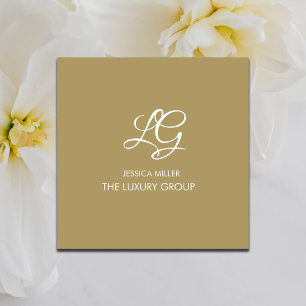 Modern Gold White Elegant  Square Business Card