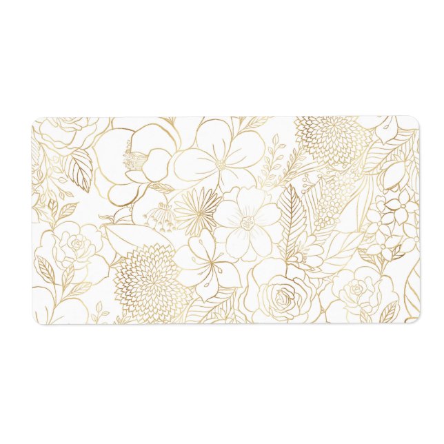 Modern Gold White Floral Doodles line art (Front)
