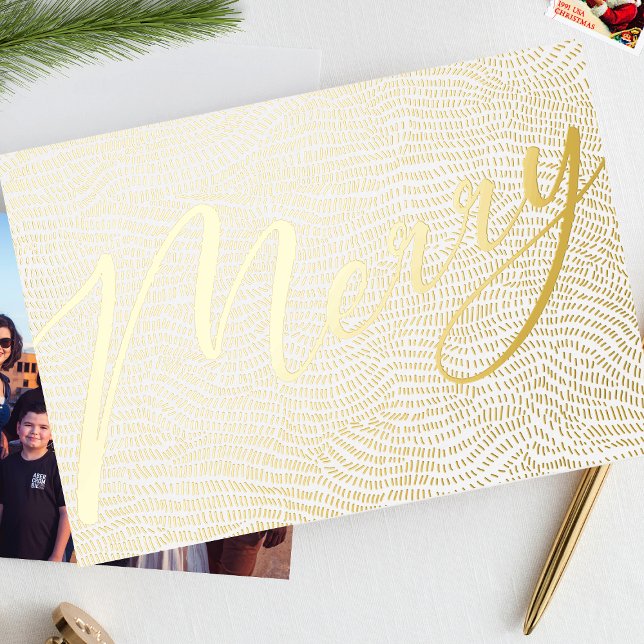 Modern Gold White Merry Christmas Frame Photo Foil (Creator Uploaded)
