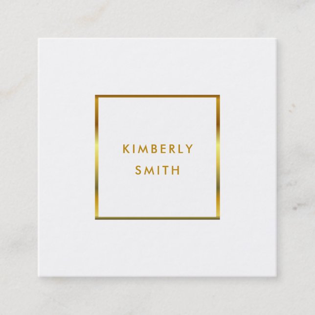 Modern gold white minimalist professional square business card (Front)