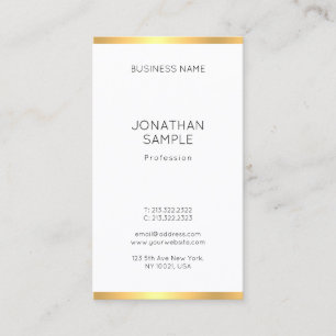 Modern Gold White Minimalist Professional Vertical Business Card