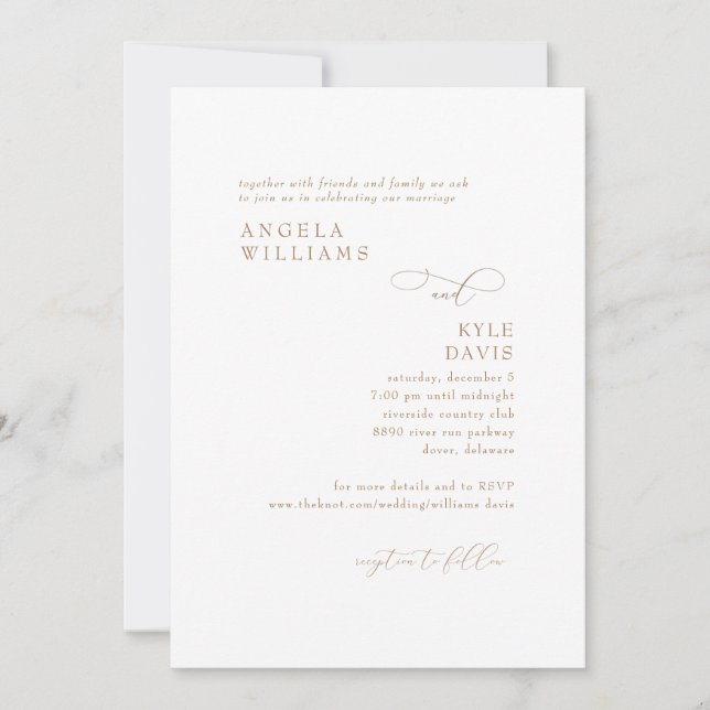 Modern Gold & White No Parents Wedding Invitation (Front)