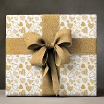Modern Gold White Romantic Love Heart Doodle Wrapping Paper<br><div class="desc">Modern Gold White Romantic Love Heart Doodle Pattern Wrapping Paper Gift Wrap features a modern gold love heart pattern on a white background. Perfect for Valentine's Day,  Mother's Day,  birthday,  anniversary,  weddings,  baby shower and more. Created by Evco Studio www.zazzle.com/store/evcostudio</div>