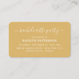 Modern Gold & White Simple Script Bachelorette Enclosure Card