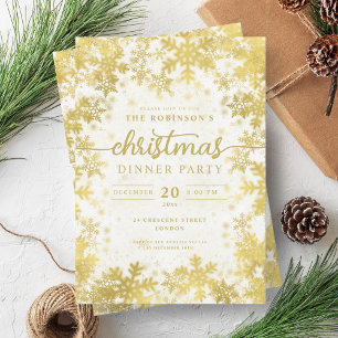 Modern Gold Winter Wonderland Christmas Party Invitation