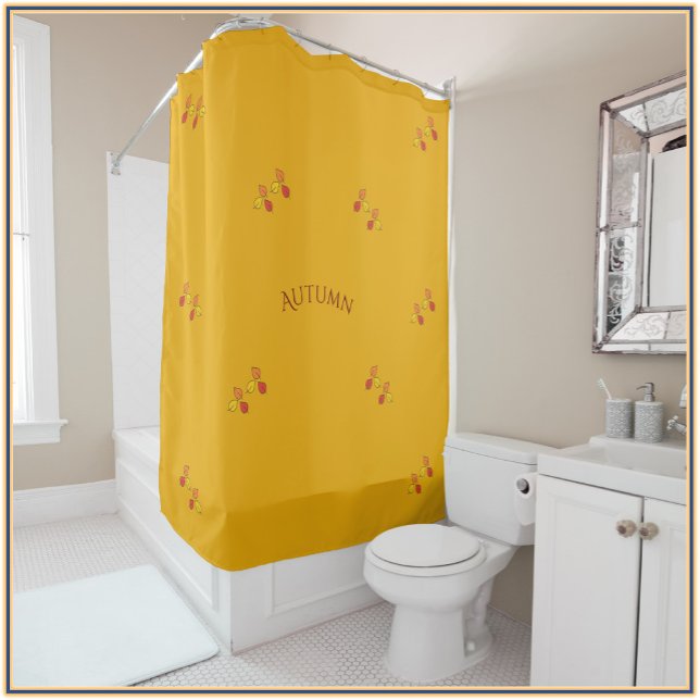 Modern Gold with Autumn Leaves Shower Curtain (Creator Uploaded)