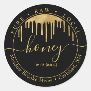 Modern Gold with Drips on Black Honey Label 