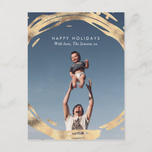 Modern Gold wreath family card postcard
