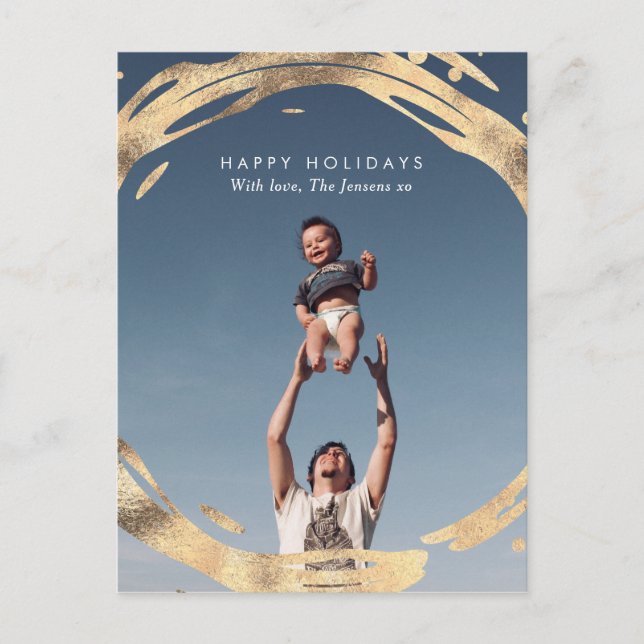Modern Gold wreath family card postcard (Front)
