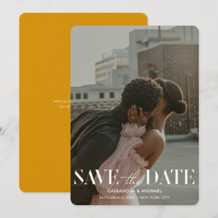 Modern Gold Yellow Photo Wedding Save Date Invitation