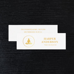 Modern Gold Yoga Instructor Professional Logo Mini Business Card