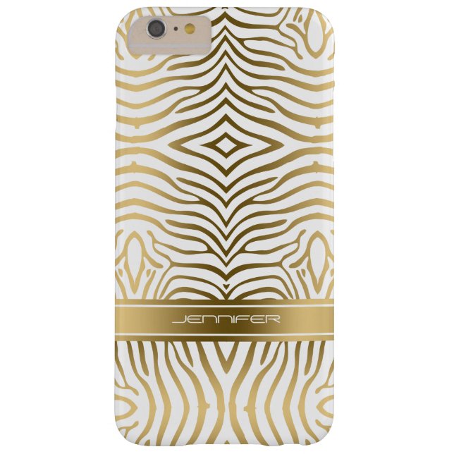 Modern Gold Zebra Stripes 2 White Background Case-Mate iPhone Case (Back)