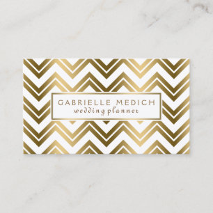 Modern Gold Zigzag Chevron Wedding Planner Business Card