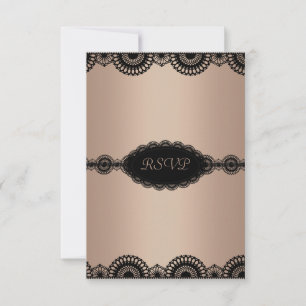 MODERN GOLDBLACK LACE ENGAGEMENT PARTY RSVP INVITATION