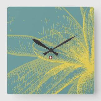 Modern  Goldden Flower Paint 1 Acrylic Print Square Wall Clock