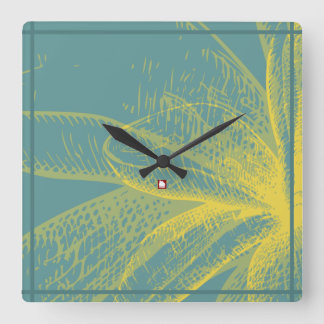 Modern  Goldden Flower Paint 1 Acrylic Print Square Wall Clock