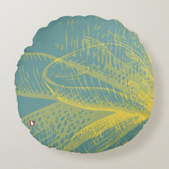 Modern  Goldden Flower Paint 1 by RD Round Cushion (Front)