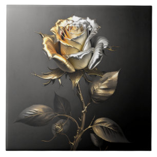 Modern golden and silver rose ceramic tile