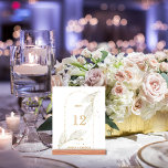 Modern Golden Arch Wedding Table Card Number<br><div class="desc">Modern Golden Arch Wedding Table Card Number The Modern Golden Arch Wedding Table Card Numbers are perfect for spring and summer weddings. The table number features classic typography combined with elegant golden leaves and a whimsical wedding arch made of gold polka dots. The bride and groom's names are at the...</div>