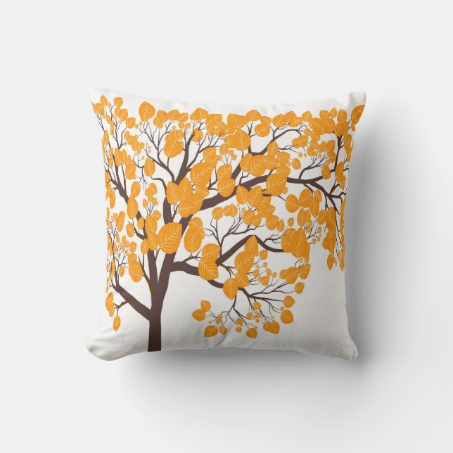 Modern Golden Autumn Tree Decorative Pillow (Front)