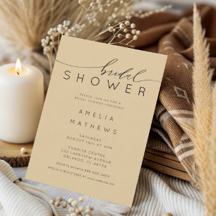 Modern Golden Beige Bridal Shower Invitation