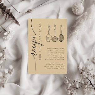 Modern Golden Beige Bridal Shower Recipe Enclosure Card