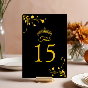 Modern Golden Black Minimalist Table Number