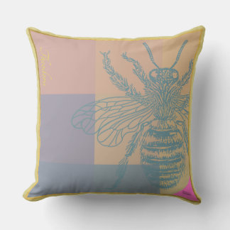 Modern Golden Blue Bee Cushion