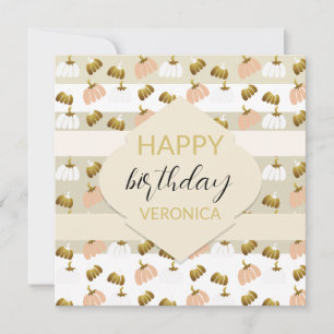 Modern  Golden Blush Pink Artistic Pumpkin Card