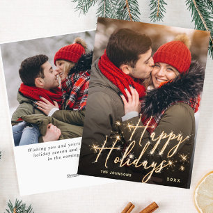 Modern Golden Christmas 2 PHOTO Greeting Holiday C