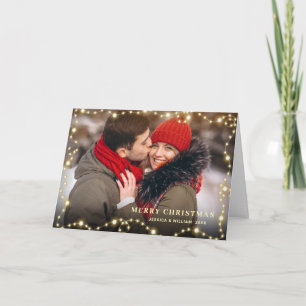 Modern Golden Christmas 2 PHOTO Greeting Holiday Card