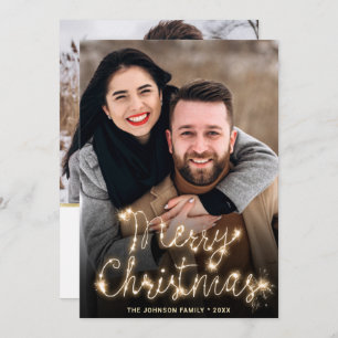 Modern Golden Christmas 2 PHOTO Greeting Holiday Card