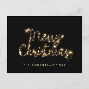 Modern Golden Christmas Greeting Holiday Postcard