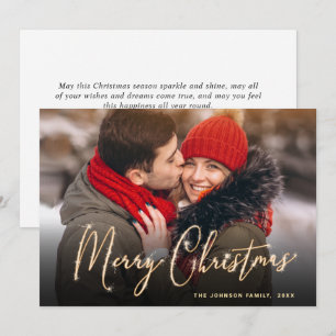 Modern Golden Christmas PHOTO Greeting Holiday Car Card
