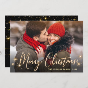 Modern Golden Christmas PHOTO Greeting Holiday Card