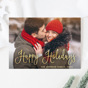 Modern Golden Christmas PHOTO Greeting Holiday Card