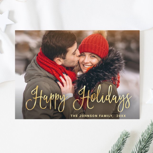 Modern Golden Christmas PHOTO Greeting Holiday Card (Creator Uploaded)