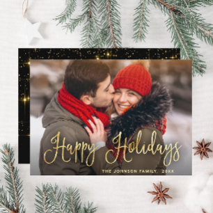 Modern Golden Christmas PHOTO Greeting Holiday Card