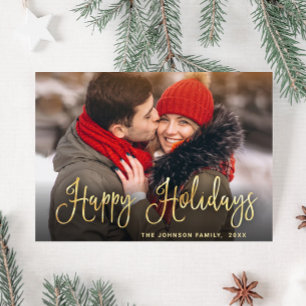 Modern Golden Christmas PHOTO Greeting Holiday Card
