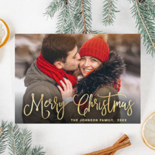 Modern Golden Christmas PHOTO Greeting Holiday Card