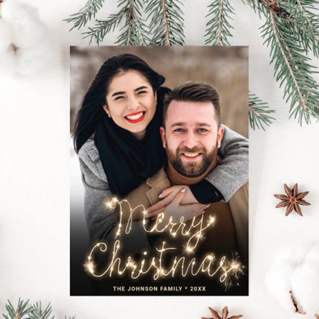 Modern Golden Christmas PHOTO Greeting Holiday Card (Creator Uploaded)