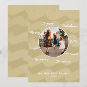 Modern Golden Christmas Wishes Family Photo Holiday Card