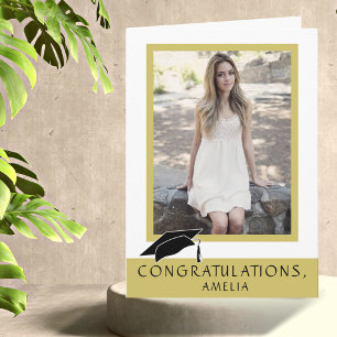 Modern Golden Congratulations Graduation Photo  Card