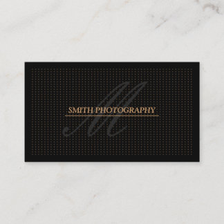 Modern Golden Dots Photography Black Business Card